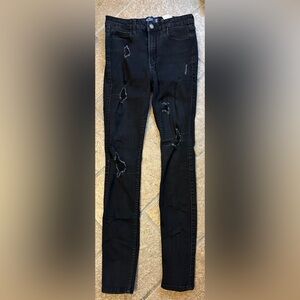 Hollister girls black high rise super skinny jeans size 3R (W 26, L 30)